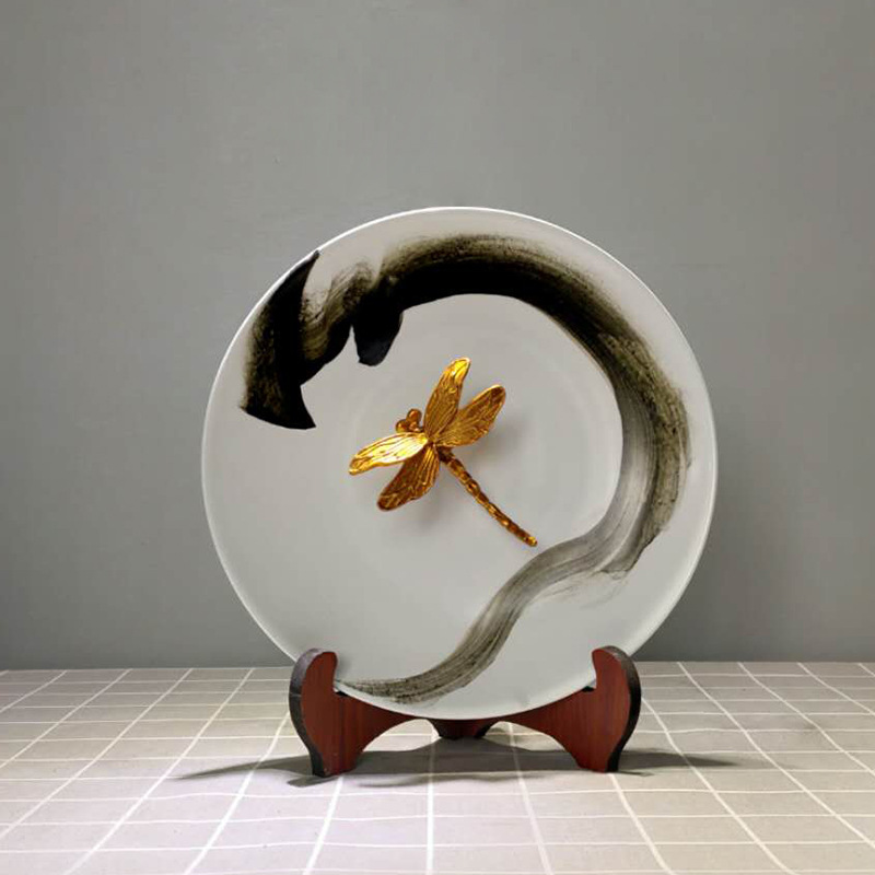 현대 새로운 중국 창조적 인 JINGDEZHEN 세라믹 교수형 판 앉아 플레이트 거실 연구 복도 카운터 부드러운 장식