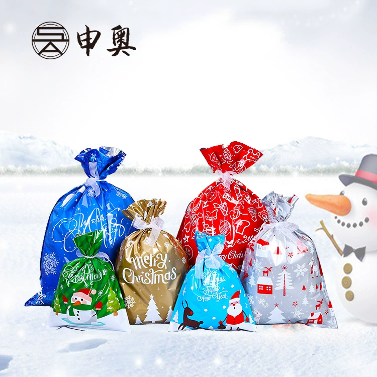 Конфеты мешок на складе оптом Рождественский подарок мешок питания шнурок скошенный Хэллоуин пластиковые конфеты мешок оптом