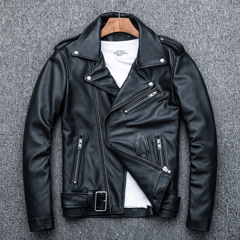 Heavy Top Pure Cowhide Leather Motorcycle Jacket Genuine Leather Jacket Men's Lapel Motorcycle Clothing Slim-fit Fashion New Product Heavy Top Pure Cowhide Leather Motorcycle Jacket Genuine Leather Jacket Men's Lapel Motorcycle Clothing Slim-fit Fashion New Product