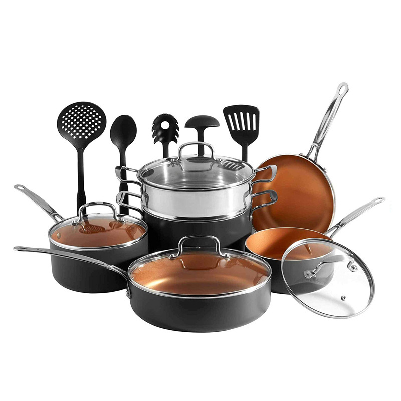 Yipinhong sartén sin humo cocina olla traje doble fondo antiadherente olla vapor leche olla regalo traje