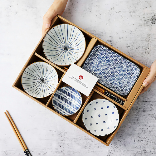 西田木雨 日式一人食套装家用碗筷碗碟套装陶瓷碗饭碗餐具小套装
