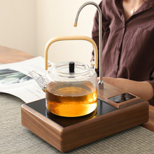 自动上水电陶炉茶炉煮茶器胡桃木实木小型智能定时烧水电茶炉套装