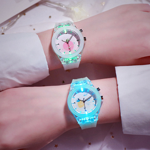 Silicone Night Light Student Watches, Cute Cartoon Quartz Watches for Children, Cross-Border Supply Source Watches, Low Price Wholesale