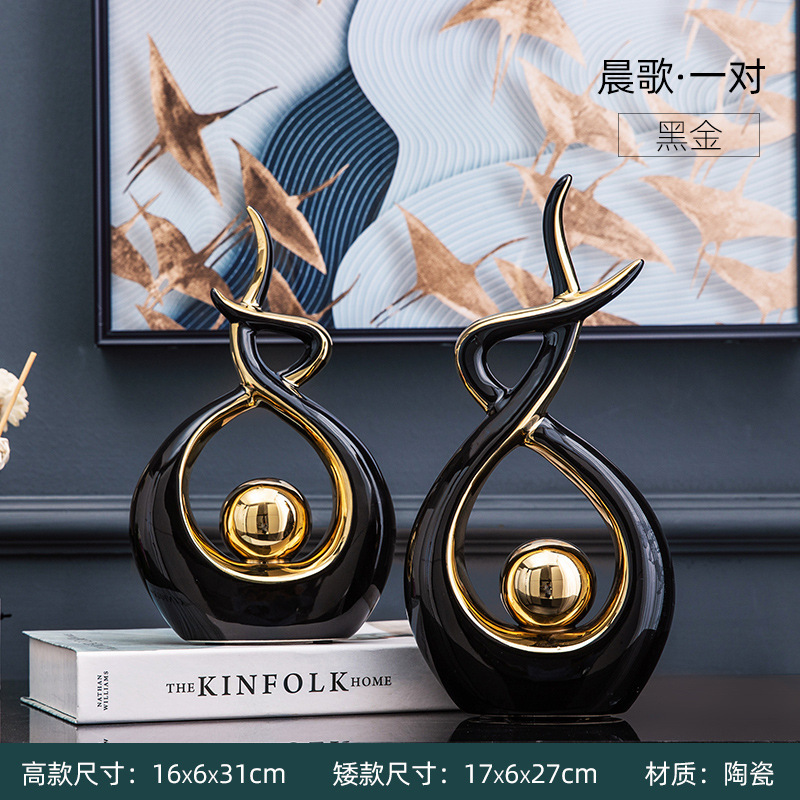 リビングルームの置物は軽くて豪華で高級な雰囲気のお酒棚の装飾品です。