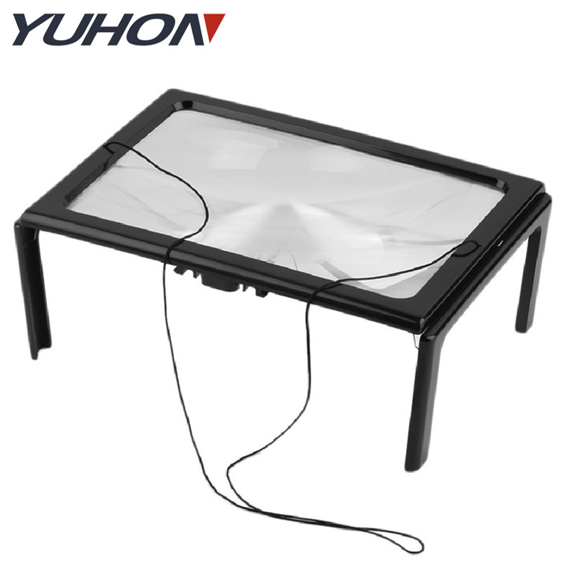 桌面支架式LED灯七号电池工作台式便捷阅读看书懒人免手拿放大镜