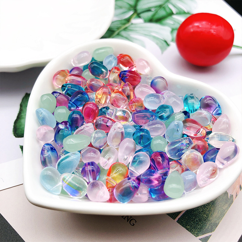 Venta al por mayor checa esmalte agua gota perlas 6*9 gota de agua gradiente pétalo borla colgante hecho a mano DIY horquilla material Accesorios