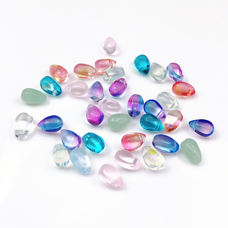 Venta al por mayor checa esmalte agua gota perlas 6*9 gota de agua gradiente pétalo borla colgante hecho a mano DIY horquilla material Accesorios