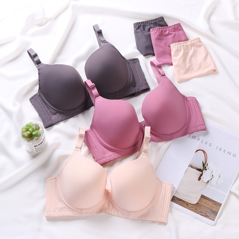 Exported to Japan Gloss Seamless Large Size Bra Set Gather Sexy Adjustable Women's Thin Cup Underwear CD Cup