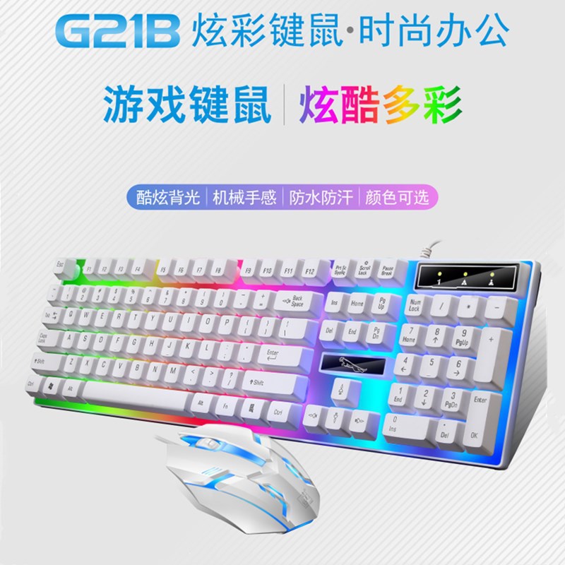 Persiguiendo leopardo G21B colorido luminoso USB teclado con cable ratón traje oficina de negocios juego accesorios BRICOLAJE
