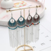 Ethnic earrings, long chain, crystal, boho style, ethnic style, European style, wholesale