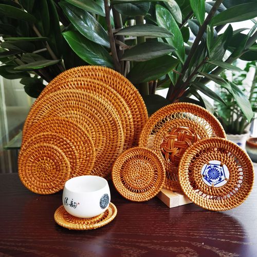 Vietnamese rattan tea coasters, table mats, tea ceremony accessories, pot holders, rattan bowl mats, pot mats, pot insulation mats