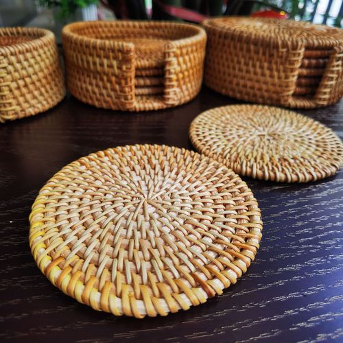 Factory Direct Sale Vietnamese Rattan Tea Cup Mat Tea Ceremony Pot Stand Rattan Bowl Mat Pot Mat Cooking Mat Heat Insulating Mat