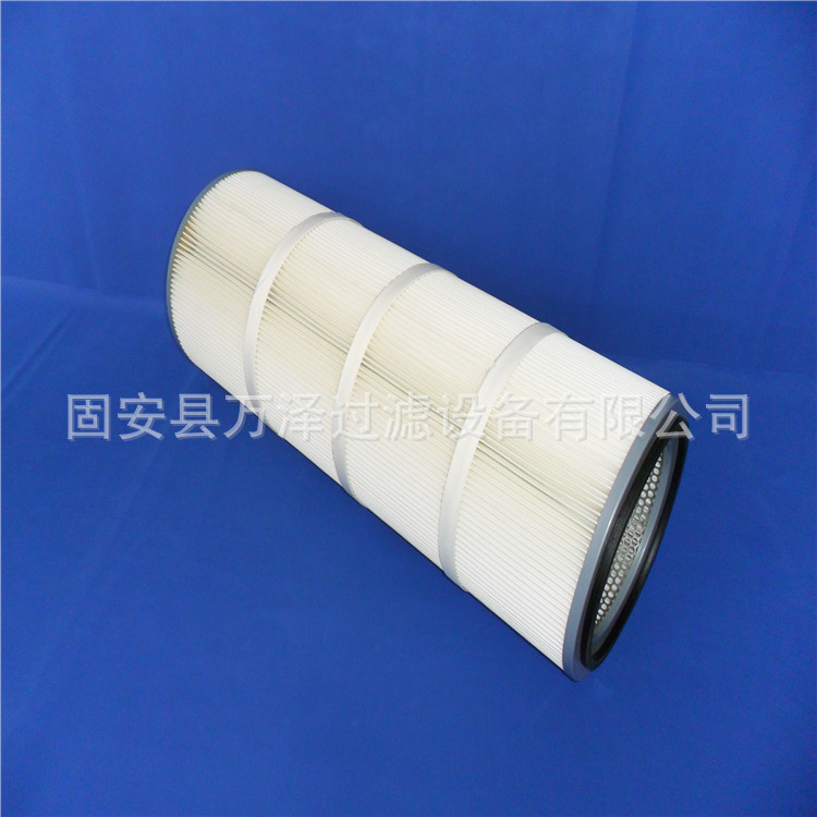 万泽厂家供应喷砂机粉末回收滤筒 8微米聚酯纤维无纺布除尘滤芯