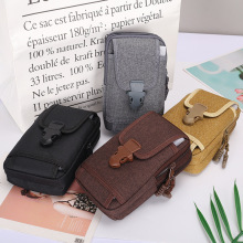 新款纯色男士手机包竖款双层休闲运动腰包超市展销会热卖工地包