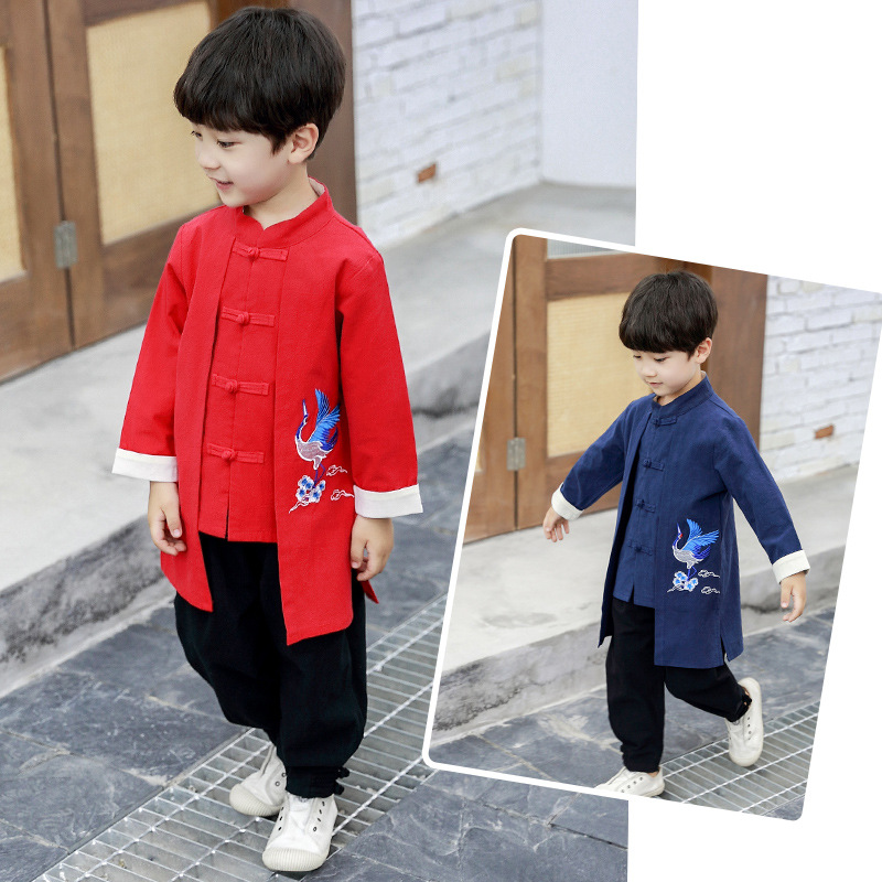 Traje de primavera y otoño para niños traje antiguo de Hanfu para hombres traje de estilo chino traje étnico Tang traje de bebé primavera y verano ropa para niños