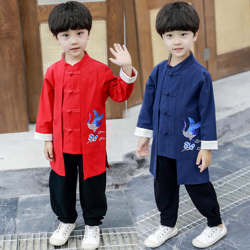 Traje de primavera y otoño para niños traje antiguo de Hanfu para hombres traje de estilo chino traje étnico Tang traje de bebé primavera y verano ropa para niños