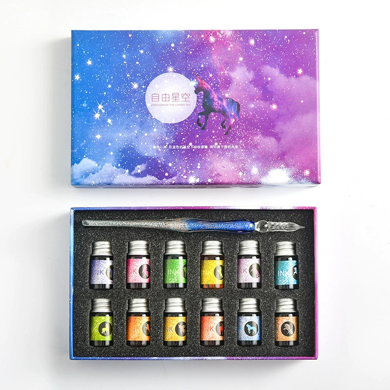 Glass starry sky, gift box, set, gift pen for elementary school students, factory direct supply, gradient