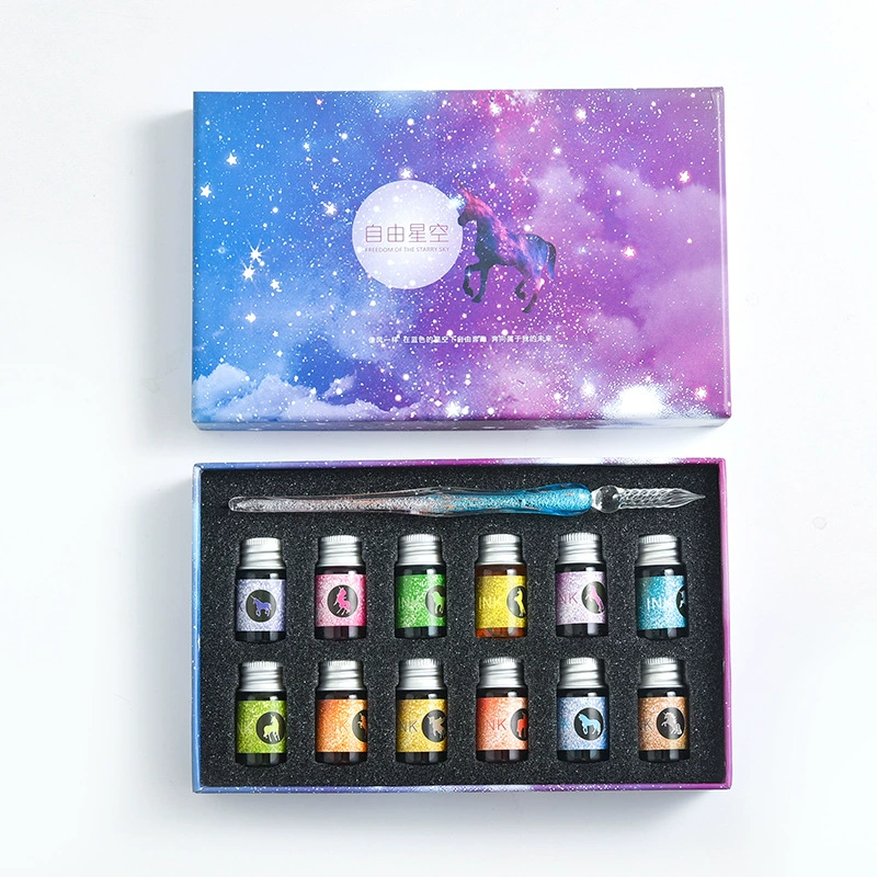 Glass starry sky, gift box, set, gift pen for elementary school students, factory direct supply, gradient