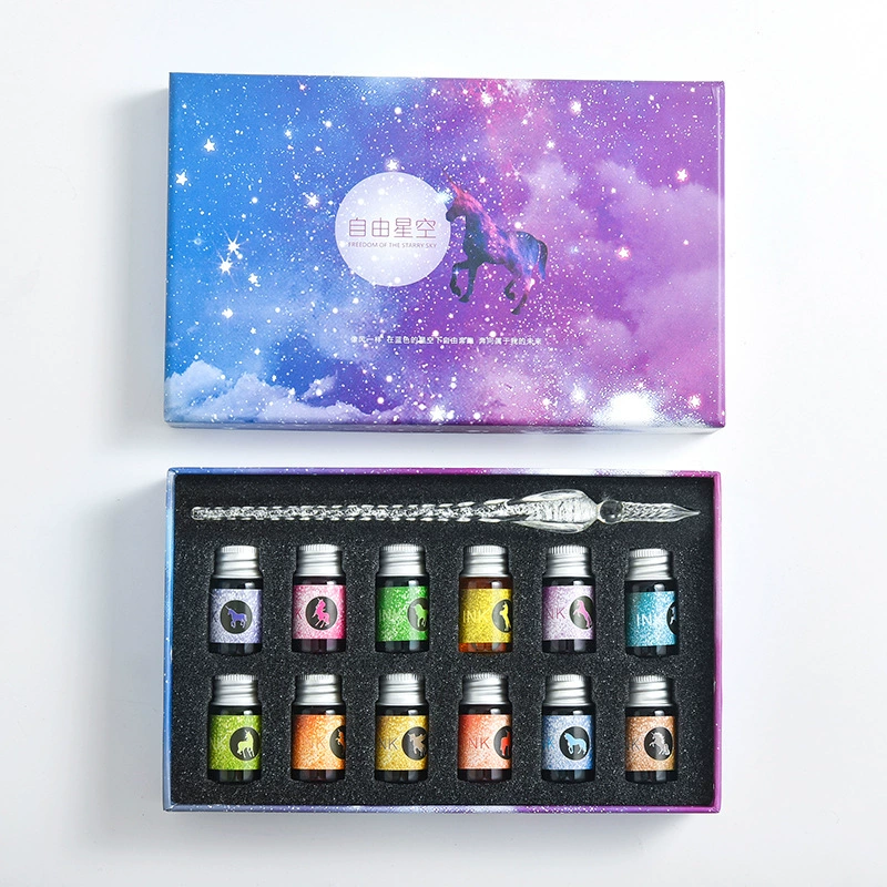 Glass starry sky, gift box, set, gift pen for elementary school students, factory direct supply, gradient