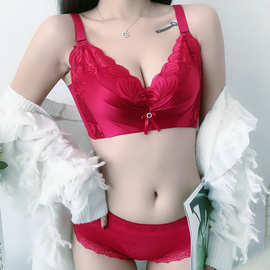 法国风格舒适胸罩深V蕾丝内衣为女性无线推胸罩薄软内衣性感内衣