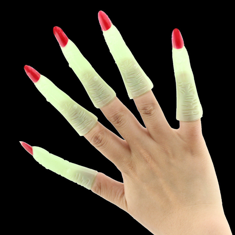 Halloween masquerade supplies zombie Witch Finger Set witch nail props fake nail set luminous nails Halloween masquerade supplies zombie Witch Finger Set witch nail props fake nail set luminous nails