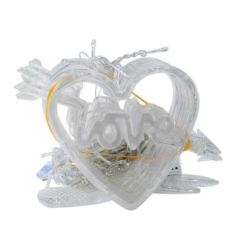 Amor Cadena de luz de hielo tira de luz una flecha a través del corazón cortina de luz de color luz LED al por mayor Amor cortina de amor luz estrella Luz de luna