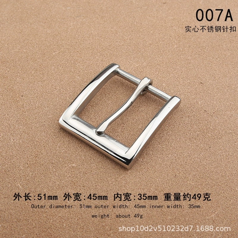 Belt Buckle, Stainless Steel 3.5 cm, Polished Pin Buckle for 3.3–3.4 cm Belts