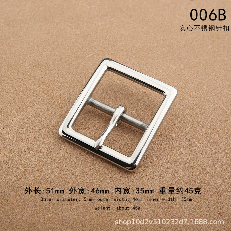 Belt Buckle, Stainless Steel 3.5 cm, Polished Pin Buckle for 3.3–3.4 cm Belts