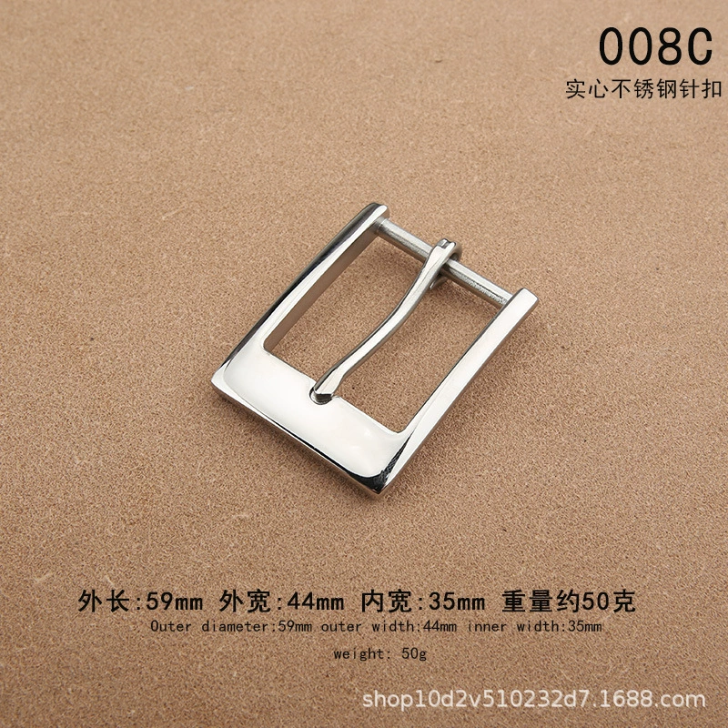 Belt Buckle, Stainless Steel 3.5 cm, Polished Pin Buckle for 3.3–3.4 cm Belts