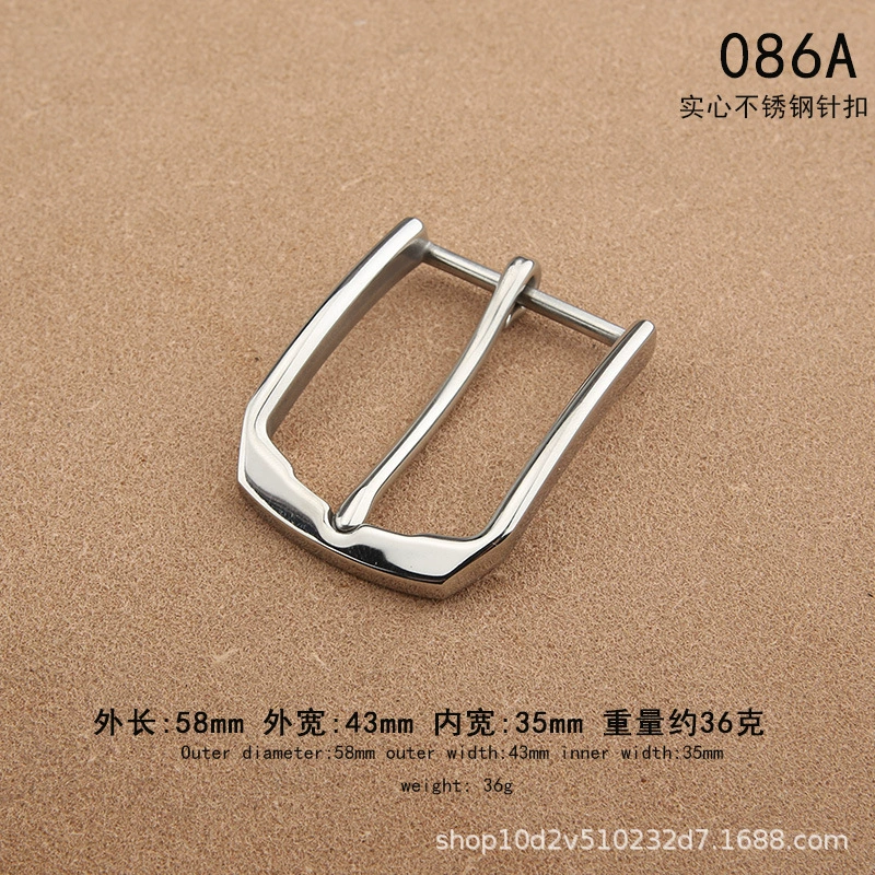 Belt Buckle, Stainless Steel 3.5 cm, Polished Pin Buckle for 3.3–3.4 cm Belts