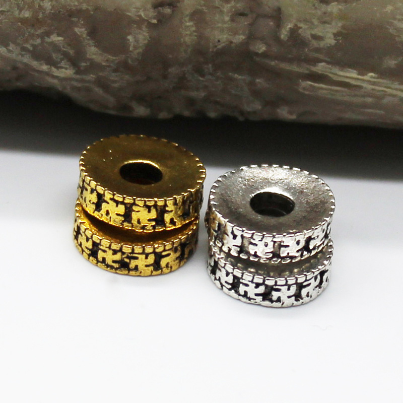 厂家直供合金薄形万字隔片隔珠藏银配珠DIY手链项链饰品配件批发