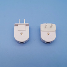 家用二极插头 一体铜两极电源插头 白色90度转动式接线插头10A