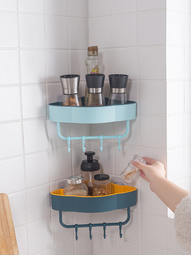 Nordic contrasting color bathroom triangle storage rack wall storage rack without punching bathroom storage rack to save space