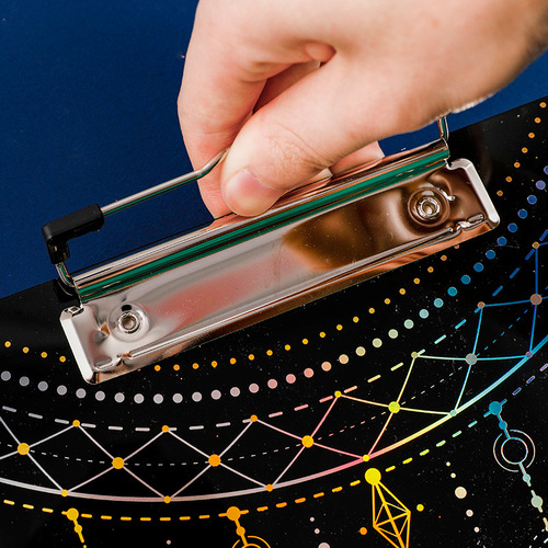 Laser Gold Foil High-Transparency Acrylic Book Board Clip Dream Realm Series Exam Paper Folder Office Supplies