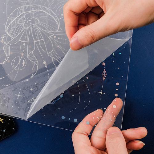 Laser Gold Foil High-Transparency Acrylic Book Board Clip Dream Realm Series Exam Paper Folder Office Supplies