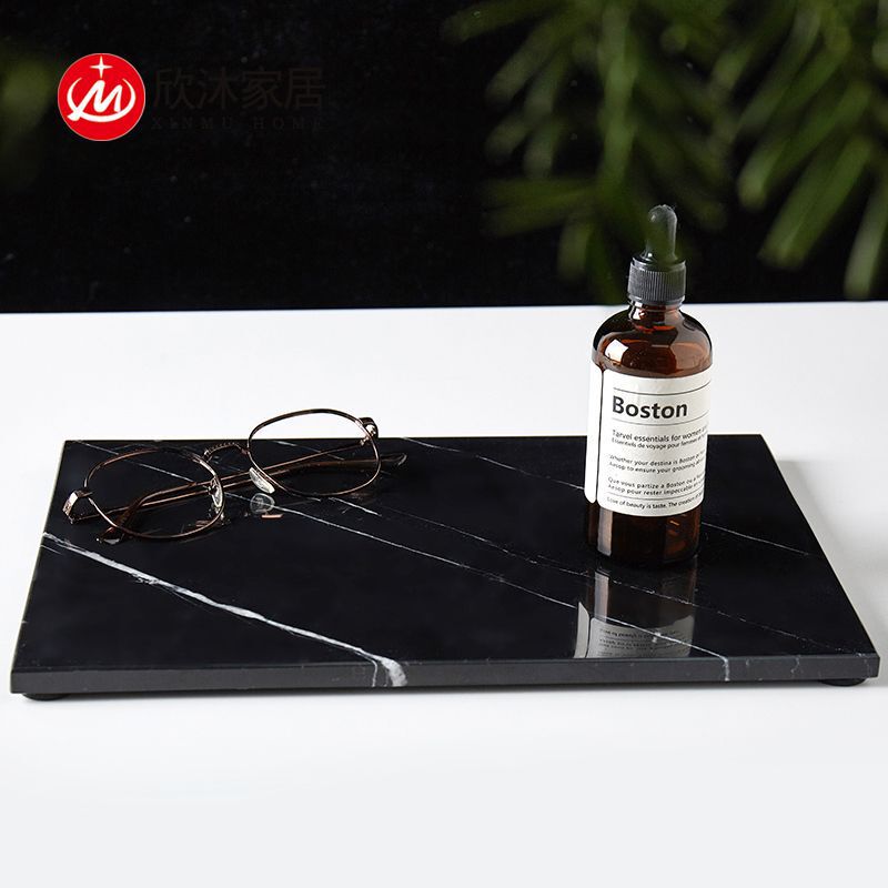 Nordic Light Luxury Natural Marble Tray Rectangular Storage Board Hotel Bathroom Storage Tray Soft Home Decoration