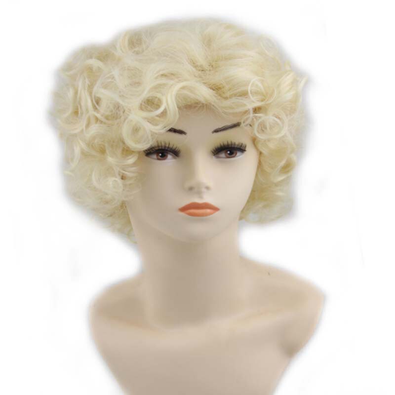 Amazon Cos Marilyn Monroe Wig Beige Curly Fluffy Cosplay Anime Short Hair Golden Bob