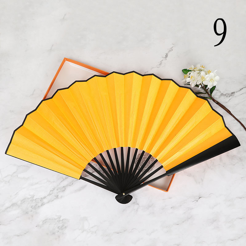 Hanfu tela de seda de estilo chino LOGOTIPO ventilador plegable de mango largo Bar disco saltando ventilador de estilo antiguo al por mayor ventilador de publicidad de fábrica