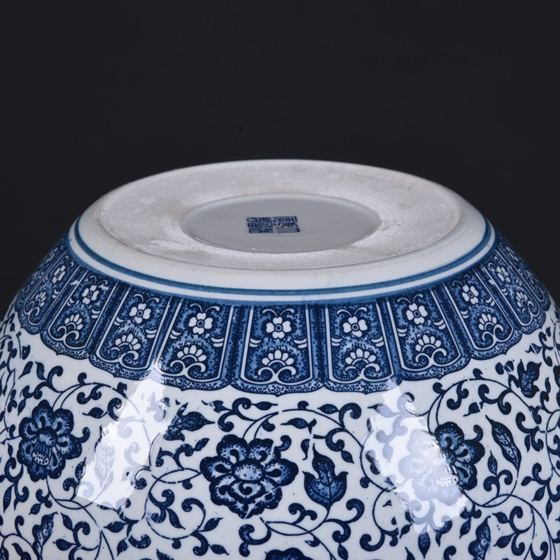 Jingdezhen ceramic bowl lotus pot blue and white porcelain fish basin household copper coin grass water cultivated water lilies special lotus pot