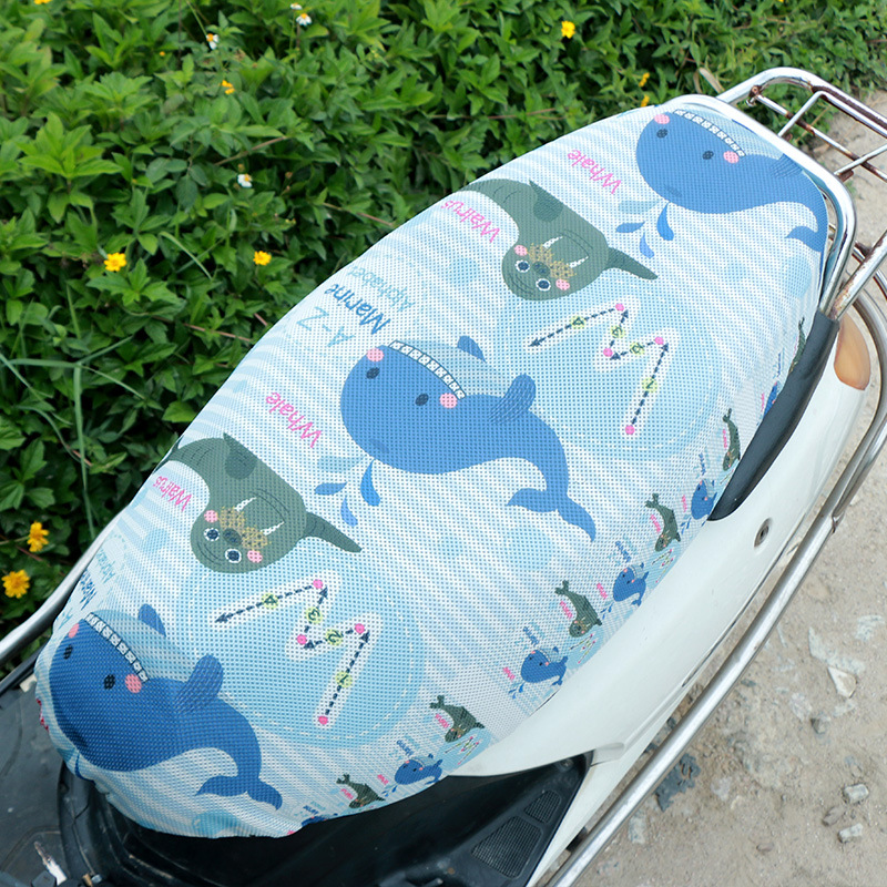 Funda de cojín de dibujos animados de coche eléctrico 3D impresión tridimensional funda de cojín motocicleta eléctrica aislamiento térmico cubierta protectora cuatro estaciones Universal