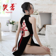 Fan Lei Intimate Lingerie Women's Retro Cheongsam Pajamas Body-Shaping Passionate Sexy Hollowed-Out Provocative Uniform Temptation for Women, Model 352