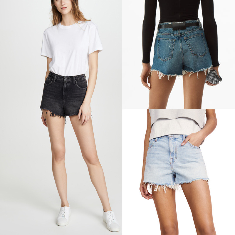 Factory New Summer Style King Same Style Denim Shorts for Women, High Waist, Loose and Versatile, Slimming Look A-Line Wide Legs with Holes and Raw Edges