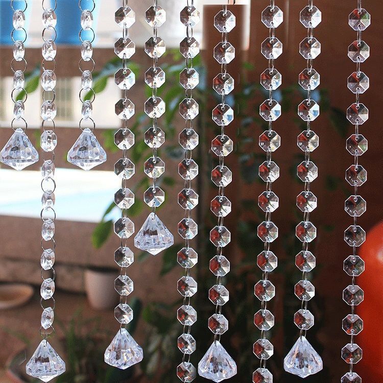 Acrylic Bead Curtain Wedding Props Hanging Bead String Bead Curtain Octagonal Bead Drill Curtain Hanging Bead Drill Decorative String Curtain