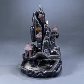 时来运转陶瓷盘香炉新 中式招财童女禅意摆件倒流香炉