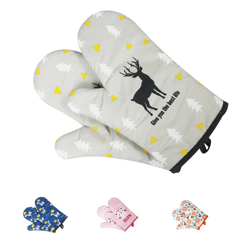 Cartoon-style gloves, oven-resistant, heat-resistant, microwave, anti-scalding, heat-insulating gloves, factory wholesale