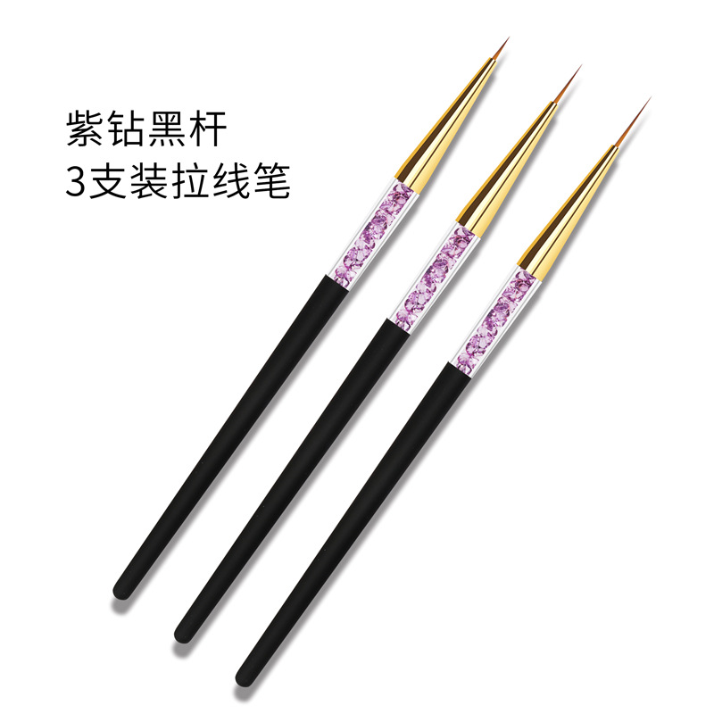 Traje de pluma de dibujo de uñas de Venta caliente transfronteriza 3 piezas pluma de pintura de uñas con pluma de dibujo de diamantes colección de pluma de pintura