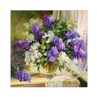 diy魔方圆钻满钻钻石绣紫色花紫花花瓶钻石画厂家批发十字绣