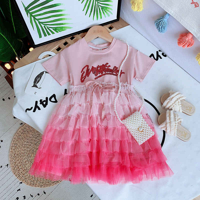 Summer new children's clothing girls' cross-entry popular Korean style dress long cake skirt little girl baby Western style skirt