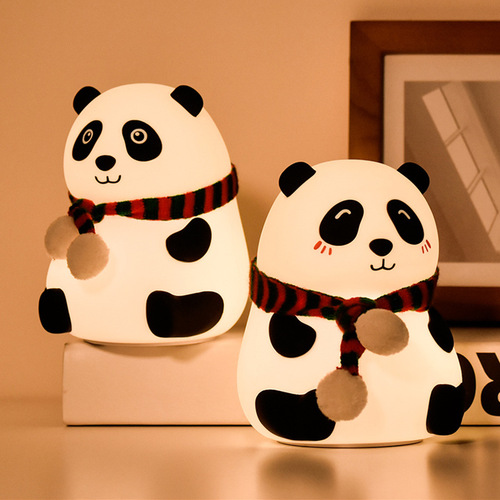 Mini Panda Silicone Lamp USB Rechargeable Colorful Night Light LED Children's Cute Cartoon Little Panda Night Light