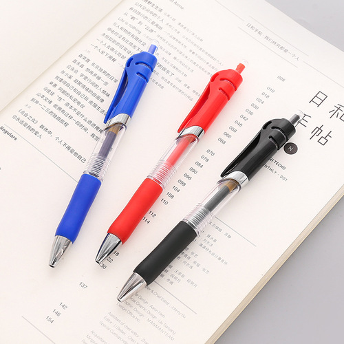 按动中性笔学生刷题考试笔子弹头黑红蓝色水性签字笔办公文具用品